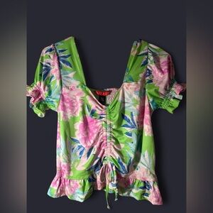 Hot Kiss Green Floral Blouse